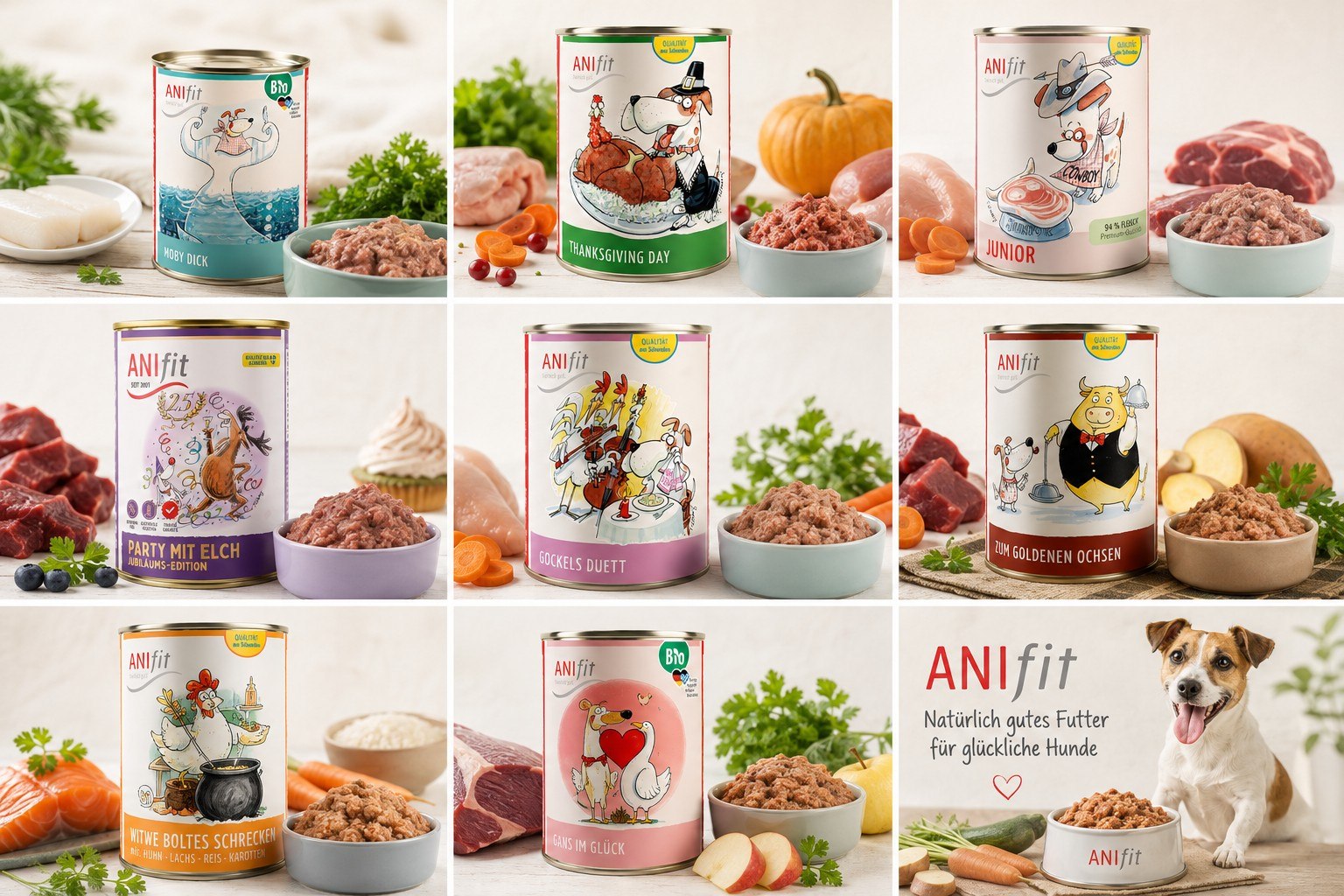 Anifit Sorten Collage mit Futternapf